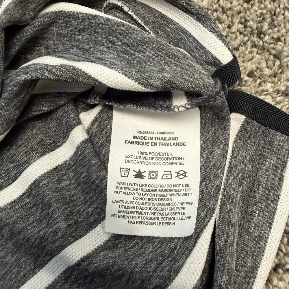 Nike Dri-FIT Sleeveless Polo Shirt Womens Small Gray White Striped Golf Tennis
